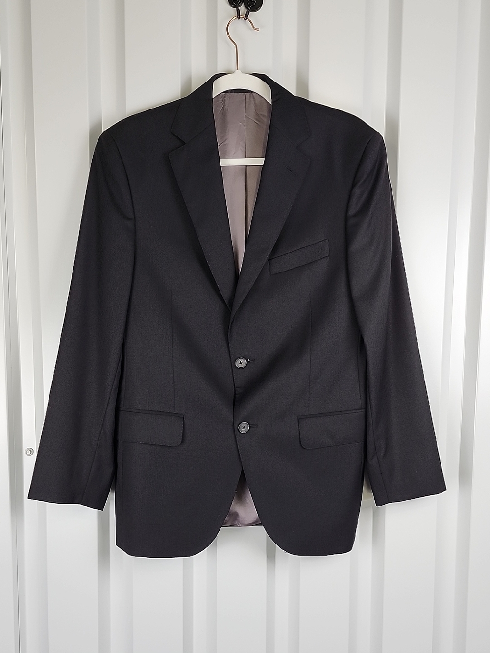Cremieux Loro Piana Men's Classic Black Blazer Wool 130s Two-Button Jacket 38S